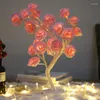 Veilleuses lampe de table Rose fleur arbre lumière USB décoration de la maison cadeau pour filles adolescents fêtes noël mariage chambre décor