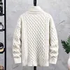 Herrtröjor vinter solid färg överdimensionerad pullover män mode casual herrtröja toppar homme trend hög hals