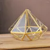 ジュエリーポーチハンドメイドゴールドオープンガラス幾何学テラリウムブラスダイヤモンドジューシーなファーンモスプラントディスプレイコンテナバルコニースモールプラ