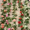 Dekorativa blommor 2.2m 10head Rose Artificial Vines Green Fake Plant Wedding Hanging Leaves Garland för Home Garden Party Wreath Diy Decor