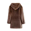 Kvinnors päls 2022 Autumn Winter Plus Size S-9xl Coat Women Faux Mink Jacka Kvinnlig varm varm huva Långt överdimensionerad A3035