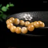 Strand Natural 13mm Topazio Oro Seta Giada Rotonda Perline Bracciale Gioielli Buono regalo