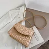 Evening Bags Textured Retro Ladies Bag Trendy Fashion Pure Color Simple Embroidered Thread One-Shoulder Diagonal