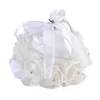 Fleurs décoratives Caree Coeur Fleur de rose blanche pour anneau de mariage Box Oreiller