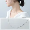Łańcuchy oryginalne 925 srebrnego łańcucha krzyżowego błyszczącego koralika szyjka damek minimalistyczne biżuterię urocze akcesoria