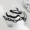 Pulseras de encanto 3 unids / set Cadenas de chapado negro gótico Conjunto para mujeres Hombres Brazaletes Cadena de muñeca femenina Joyería punk