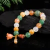Strand Natural certificado Topaz Certified Dongling Jade Gold Gold Silk Bead Jewelry Gift