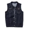 Herrvästar plus storlek 8xl 7xl herr denim väst ärmlösa cowboy jackor tank top kappa knubbiga män väst gilet chalecos para hombre