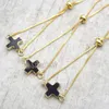 Charm Bracelets BM14916 10pcs Mode Gold Electroplated Cross Armband Onyx einstellbar