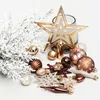 Decorações de Natal 58pcs Bolas de plástico platina Ornamento 3/4/5cm Hang pendente bola interna Ano Interior Decoração de árvore de Natal em casa