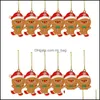 Decorazioni natalizie 12 pezzi Omino di pan di zenzero Ornamenti per l'albero di Natale Ciondolo appeso Natale Carino Divertente Regalo per bambini Navidad Casa Capodanno Dhvk6