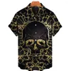 M￤ns casual skjortor herr Hawaiian Loose Tops 3D Skull Women's Breattable Summer Short Sleeve