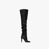 2022 designer women pointed Overlord knee-high boots family luxury Fashion sexy black white blue leather Boots Autumn winter Metal buckle heels Shoes