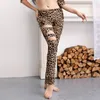 Diseño de desgaste de escenario Leggings con estampado de leopardo pantalones danza del vientre practicando largo sin bufanda