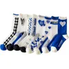 Chaussettes Bonneterie Nouveau Style Femmes Chaussettes 2022 Été Haute Qualité Coton Doux Respirant Bleu Coeur Long Transparent Chaussettes Mignon Lettre Casual Mince T221102