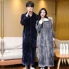 Kvinnors s￶mnkl￤der 2022 Vinter tjockare l￥ng flanell kimono mantel unisex dragkedja nattkl￤nning casual h￶g krage hemkl￤der med fickan