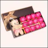 Ghirlande di fiori decorativi 12 pezzi Scatola regalo rosa Fiore di sapone artificiale romantico con orso giocattolo Festa della mamma San Valentino Drop Delivery Dhcsf