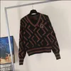 Lüks Giysiler Kadın Süveteri Kadın Tasarımcı Sweaters Sıradan Örme Kontrast Renk Uzun kollu Sonbahar Moda Klasik Kadınlar Jumper 22ff