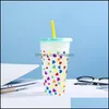 Copos de cor de cor copos de copos com tampas de tampas de matchas plásticas reutilizáveis ​​para bebida gelada Love Bunny Pattern 710ml Drop Dation H Dh2xs