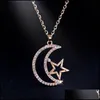 Anhänger Halsketten Mond Stern Anhänger Halskette Farbe Silber Gold Liebhaber Verlobungsschmuck Strass Halsketten Drop Lieferung Anhänger Dh2Xf