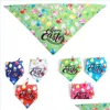 Vêtements pour chiens Pâques Chien Bandana Triangle Bavoirs avec œufs et étoiles de lapin Impression Kerchief Costume Accessoires Décoration pour Medium D Dhuzs