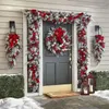 Fiori decorativi Decorazioni natalizie rosse e bianche Ghirlanda per porta d'ingresso Decorazione natalizia per il ristorante della casa