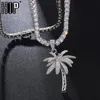 Подвесные ожерелья Hip Hop Blink Iced Out Micro Paved Cz Palm Tree Pendants для мужчин Рэппер Ювелирные изделия с теннисной цепью318K