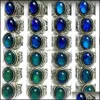 Rings Rings Wholesale BK Lots 36pcs الموضة الإهليلجية للأزياء الرجعية المزاجية تغيير اللون