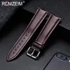 Fashion Leather Watchband Soft Material Watch Band Wrist Strap 22mm With Silver Stainless Steel Buckle