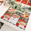 Table Mats 2022 Merry Christmas Trees Elk Wreath Santa Placemats Of Winter Mat For Outdoor Indoor Home Party Kitchen Dining Decor