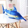 1Pc 100Cm140Cm Simulation Marlin Bleu En Peluche Coussin Doux Dessin Animé Animal Requin Rempli Poupée Poisson Pour Cadeaux Décoration De La Maison Jouets J220729