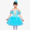 Stage Wear Fleur Bleu Clair Romantique Tutu Enfants Costume De Danse De Ballet Contemporain Doux Tulle Longue Robe De Ballerine Pour Enfant Adulte Filles