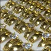 Pareja anillos al por mayor 36pcs cristal de oro acero inoxidable piedras precipitadas anillos de pareja follet