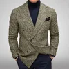 Herrenanzüge Herren Plaid Business Casual Blazer Zweireiher Jacke Revers Wearcoat Elegant D22