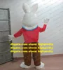 Dia da Páscoa Branco Rabbit Bunny Mascot Figurino adulto Caracteres de desenhos animados Expressões de afeto ZZ7938