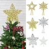 Decorazioni natalizie Punta dell'albero Stella Glitter Oro Argento Natale a cinque punte Fiocco di neve Ornamento Decorazione della casa Navidad Anno 2023