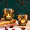 Kerzenhalter, europäischer Retro-Glas-Metallhalter, für Zuhause, Esstisch, Restaurant, romantisches Dekor