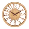 ساعات الحائط على الطراز الأوروبي جوفاء الخشبية على مدار الساعة 3D أرقام كبيرة جولة على شكل فنون على شكل المطبخ ديكور المكتب المنزلي