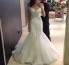 Elegant Mermaid Wedding Dresses Simple Tulle Off Shoulder Sweep Train Bride Wedding Gowns Corset Back Custom Made