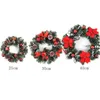 Flores decorativas grinaldas de 40 cm de coroa de natal liderada com pinheiros artificiais Bagas e porta da frente de férias Decoração de pendura para casa 221109