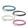 Cuir argent bracelets porte-bonheur femmes bijoux classiques cadeau de noël bricolage fit Pandora