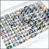 Couple Rings Wholesale 100Pcs/Lot Mtistyle Stainless Steel Zircon Rings Mix For Women Men Charm Fashion Band Accessories Party Gift Dhdjt