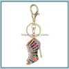 Keychains Lanyards Crystal High Heeled Rhinestone Key Chains Purse Pendant Bags Cars Shoe Ring Holder Chain Mix Colors Keyrings Fo Dhjic