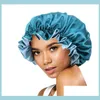 Beanie/Skull Caps Silk Night Cap Hat Double Side Wear Women Head Er Sleep Satin Bonnet For Beautif Hair Wake Up Perfect Daily Epacke Dhdke