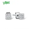 Stud VISTOSO Gold Earrings For Women 14K 585 Rose White Sparkling Diamond Dainty Round Cirle Trendy Fine Jewelry 2211093377192