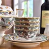 European Luxury Jungle Animal Coderware Set Ceramic med handgild 58 st Bone China bordsartiklar Tallrikar Kaffe och tesats