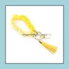Keychains Lanyards Acrylic Bracelet Tassel Keychain Personalized Pendant Key Ring Female Mticolor Ins Hand String Bracelets Fashio Dhju0