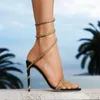 High Heel Sandals Women's Strass Shoes Wrap High Hee Wedding Crystal Sncrusted Snake Designer Fashion 9.5cm RC Cleo Rene Caovilla مع Box