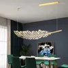 Pendelleuchten Nordic Living Esstisch Coffee Shop Kücheninsel Hängeleuchte Golden Room LED-Leuchte Moderner blattförmiger Kronleuchter