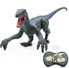 Remote Control Animal Dinosaur Toys 3D Eyes Walking Robot LED Light Up Roaring 2.4Ghz Simulation Velociraptor RC Dinosaurs